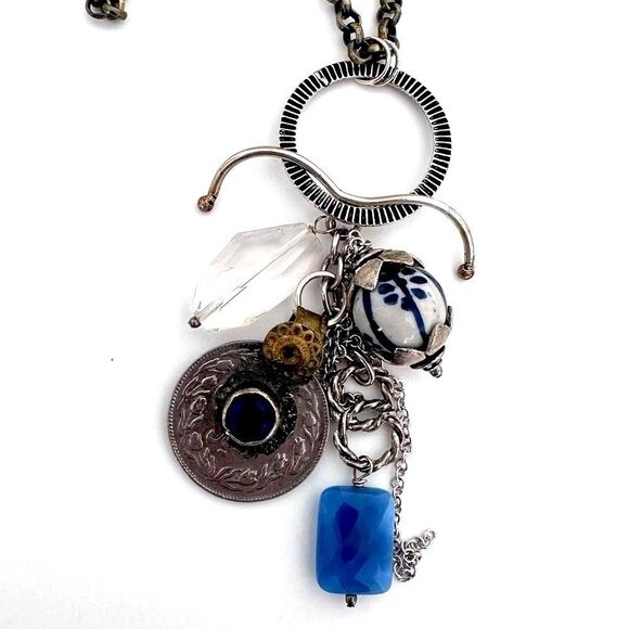 2 chains with circle pendant 3 interchangeable hook gemstone beaded pendants - Picture 9 of 13